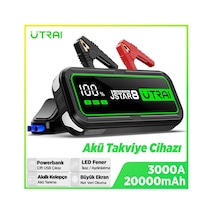Utraı Jstar 8 74wh 20000mah 3000a Jump Starter Taşınabilir Akü Takviye Cihazı Powerbank + Led Lamba + Taşıma Kılıfı + Lcd Ekran
