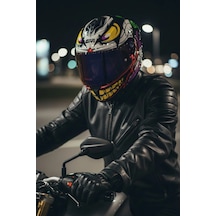 Gıvı 50.x Joke 1 Renkli 1 Şeffaf Vizörlü Motosiklet Kask İridyum Vizör + Şeffaf