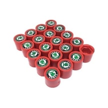 Skoda Silikon Bijon Kapağı Kırmızı Yeşil Siyah 20 Adet 15Mm
