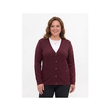 Onno Style Women Çelik Örgü Klasik Jakarlı Ceket Bordo