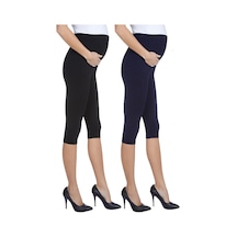 Luvmabelly Myra8003 8010 Beli Ayarlanabilir Hamile Kapri Tayt Seti-lacivert - Siyah