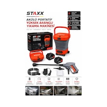 Staxx Kr70bar Yeni Nesil 21v X2 Akülü Portatif Basınçlı Yıkama Makinesi 70 Bar Köpük Tanklı Araç