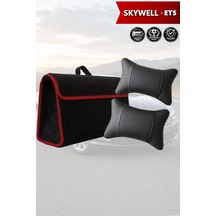 Skywell Et5 Uyumlu Koltuk Yastığı Bagaj Çantası Siyah Renk Lüks Model