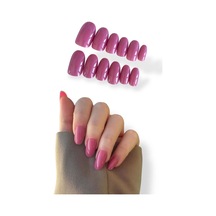 Caş Dekorasyon 12'li Koyu Pembe Renk Takma Tırnak Set Yapıştırıcılı