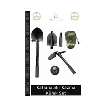 Kazmakürek Portatif Katlanabilir Kamp Doğa Tutkunları Çok Fonksiyonlu Tester Kazma Kürek Set