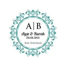 Üçlü Çerçeveli Kare Mühür Kına Nişan Düğün 3x3 Cm Özel Etiket / 50 Adet Sticker Beyaz