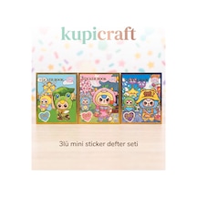 3 Lü Mini Sticker Defter Seti Ajanda - Journal - Scrapbook - Planner - 928141596 Diğer