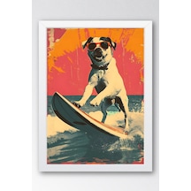 Sörf Yapan Köpek Çerçeveli Tablo - Pop Art Poster Tablo