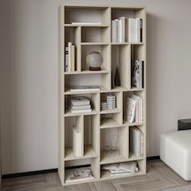 Nicola Kitaplık 18 Raflı, Modern Kütüphane Traverten