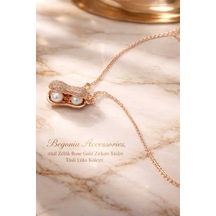 İthal Çelik Rose Gold Kolye Zincir Set Figürlü Zirkon Taşlı Paslanmaz Kararmaz Unisex 45cm+5cm Boy - 10 Rose Gold