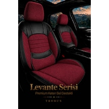Mercedes E 2013+ Uyumlu Levante Serisi Bel Destekli Keten Bordo Siyah Koltuk Kılıfı