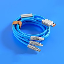 Mavi 3in1 6a 120w Şarj Kablosu Geri Çekilebilir Usb Şarj 2.4a Hızlı Şarj Xiaomi Huawei Samsung İçin Taşınabilir Şarj Kablosu Mikro Tip-c