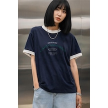 Uyguntarz Unisex Clarity Baskılı Tasarım Tshirt Lacivert