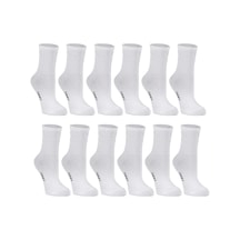 Ozzy Socks Kadın 12' Li Krem Renkli Çizgisiz Kısa Konç Tenis Çorabı Beyaz