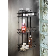 Sas Haus Yapışkanlı Banyo Rafı Siyah Delmeden Montaj Duş Şampuanlık, Paslanmaz Metal, Siyah Organizer Diğer