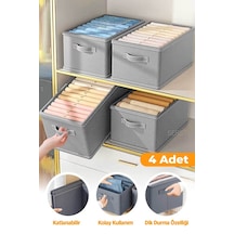 Serstil 4 Adet - Dolap Içi Düzenleyici, Raf Düzenleyici, Katlanabilir Kıyafet Saklama Kutusu 45 X 25 X 20 Cm Gri