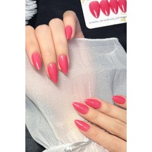 Kısa Badem 24 Adet Takma Tırnak Seti W1605 Koyu Pembe
