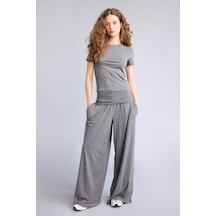 Defacto Wıde Leg Elastik Bel Pantolon H2208ax26smgr371 Gri-gr371