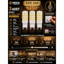 3 Adet Heka 5w Günışığı 3000k G9 Duylu Dim Edilebilir Led Kapsül Ampul