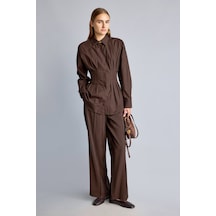 Defacto Wide Leg Cepli Yüksek Bel Geniş Paça Akışkan Pantolon I5523ax26aubn604 Kahve-bn604