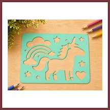 Storeşahin 3d Baskı Unicorn Ve Gökkuşağı Çizim Şablonu - Desen Kalıbı - Mint Shn0720