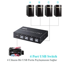 4 Port Usb Pc Tarayıc  Yazıcı Değiştirici Switch