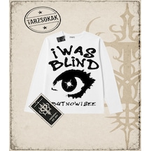 Tarzsokak Gotik & Grunge Streetwear I Was Blınd But Nowısee Long Sleeve Beyaz
