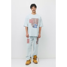 Oversize Baskılı Eşofman Takım Bebe Mavi