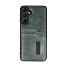 Samsung Galaxy A36 Kılıf Sara Kartvizitli Deri Kılıf - Koyu Yeşil Evimdeyokyok