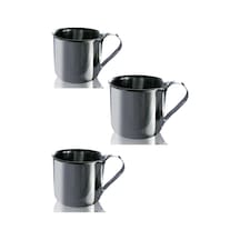 3 Adet Metal Kupa Bardak Piknik Kamp Bardağı Kupası 9 Cm 300 Ml Gümüş