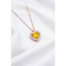 Çekirdekjewelry 925 Ayar Gümüş Rose Kaplama Kalp Kolye Rose Sarı