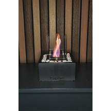 Quadrata Siyah Biyoetanol Masaüstü Şömine - 1 Lt Yakıt Ve Dekoratif Taş Hediye