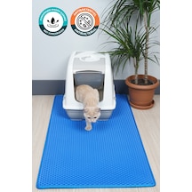 60x110 Cm Hücreli Kedi Kumu Paspası Kedi Matı Kedi Tuvalet Önü Paspası Mavi