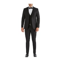Efor Black 034 Slim Fit Yelekli Çıkarılabilir Saten Yaka Siyah Damatlık Smokin Takım Siyah Efor Black 034 Slim Fit Yelekli Çıkarılabilir Saten Yaka Siyah Damatlık Smokin Takım Siyah