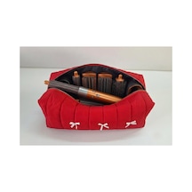 Dreamy Red Kapitone Fiyonklu Tüm Saç Şekillendiricilerine Uygun Organizer Çanta Tb043