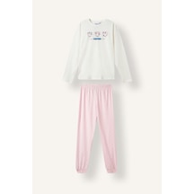 Defacto Pochacco Baskılı Uzun Kollu 2li Pijama Takımı Kız Çocuk I5385a826auer105 Ekru-er105
