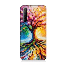 Realme X2 Uyumlu Kökten Renkli Ağaç Büyüsü Desenli Silikon Kılıf Çok Renkli