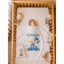İsme Özel Erkek Bebek Battaniyesi %100 Pamuk 80x80 Cm Çift Kat Penye Ham Bez Kıyafet Kesesi Erkek Bebek Hediyesi 1056bk0x