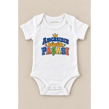 Babylimon Amcasının Küçük Paşası Beyaz Kısa Kollu Çıtçıtlı Bebek Zıbını Beyaz - 930083894 Beyaz