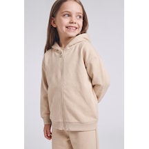 Defacto Kapüşonlu Fermuarlı Kalın Basic Sweatshirt Hırka Kız Bebek I5086a526wnbg203 Bej-bg203