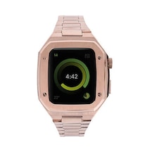 Gld-spt- Newface Apple Uyumlu Watch 44mm Metal Petek Kasalı Kordon - Rose Gold