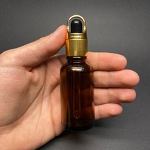 Amber Cam Damlalıklı Şişe  Sepet Model Metalik Kapak  30 ML