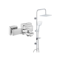 E.c.a. Tiera Banyo Bataryası+t-may Banyo Çamlıca Kare Tepe Duş Takımı Seti - Krom - Paslanmaz
