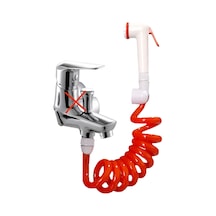 Plasyay Spiral Mandallı Şattaf Duş Hortum Seti Turuncu 2.5  Metre Turuncu