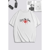 Unisex Kadın Erkek Trust No One Spider Özel Tasarım Baskılı Oversize T-shirt Beyaz Mck0078 Beyaz