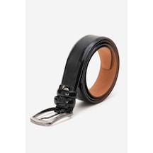 Dericlub Hakiki Deri 3.5cm Erkek Rugan Klasik Kemer 519 Siyah
