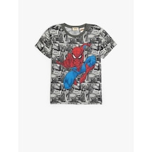 Koton Tişört Spiderman Baskılı Lisanslı Kısa Kollu Bisiklet Yaka Siyah Desenli 5skb10197tk Siyah