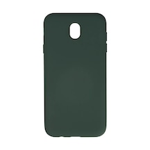Samsung Uyumlu  Galaxy J7 Pro / J730 Kılıf Nano İçi Kadife Silikon - Koyu Yeşil