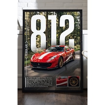 Ferrari 821 Competizione Siyah Ahşap Çerçeveli Poster, Dekoratif Araba Duvar Tablosu