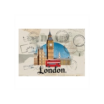 Londra Posta Kartı Desenli Mdf Tablo